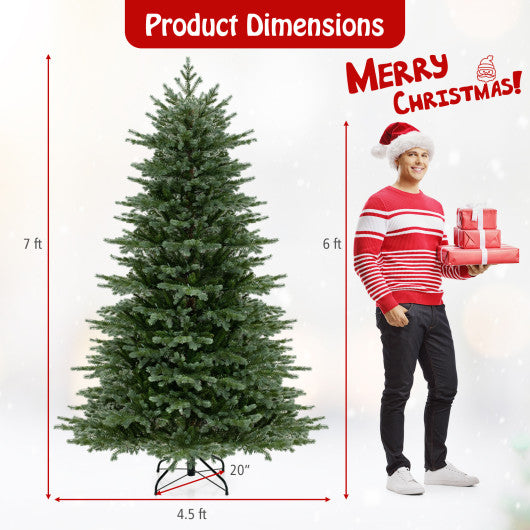 5/6/7 Feet Artificial Christmas Tree with 1426/2116/3156 Lush PVC and 200/300/400 Warm White LED Lights-L