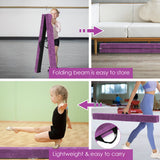 7 Feet Folding Portable Floor Balance Beam with Handles for Gymnasts-Purple