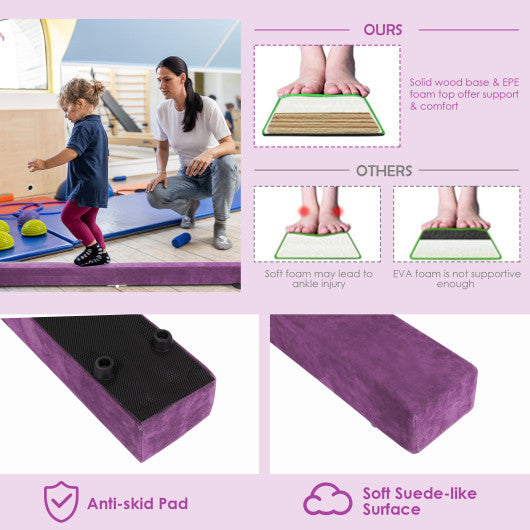 7 Feet Folding Portable Floor Balance Beam with Handles for Gymnasts-Purple