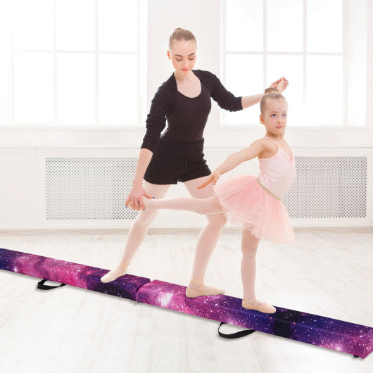 7 Feet Folding Portable Floor Balance Beam with Handles for Gymnasts-Transparent
