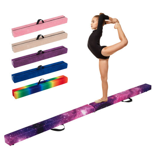 7 Feet Folding Portable Floor Balance Beam with Handles for Gymnasts-Transparent