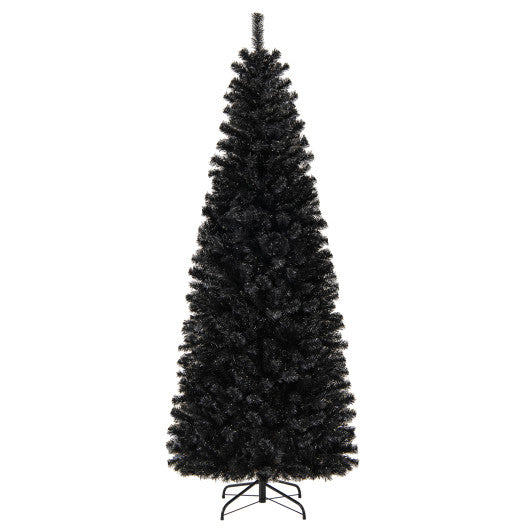 Pre-lit Christmas Halloween Tree with PVC Branch Tips and Warm White Lights-7 ft