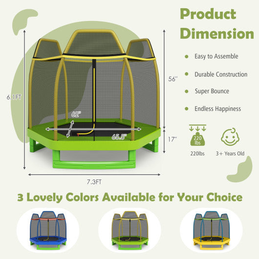 7 Feet Kids Recreational Bounce Jumper Trampoline-Green