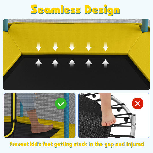 7 Feet Kids Recreational Bounce Jumper Trampoline-Yellow