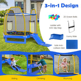 7 Feet Trampoline with Ladder and Slide for Indoor and Outdoor-Blue