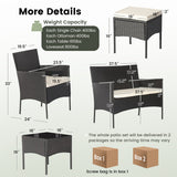 7 Piece Rustproof Wicker Outdoor Sofa Set with Coffee Tables and Ottomans