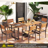 7 Pieces Acacia Wood Patio Dining Set with Metal Frame and 2 Inches Umbrella Hole