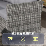 7 Pieces Patio Dining Furniture Set with Soft Cushions and Ottomans-Gray