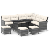 7 Pieces Patio Dining Furniture Set with Soft Cushions and Ottomans-White
