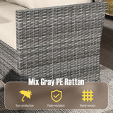7 Pieces Patio Dining Furniture Set with Soft Cushions and Ottomans-White