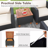 7 Pieces Patio Furniture PE Rattan Sectional Sofa Set with Armchairs and Table-white