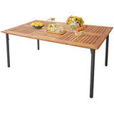 7 Pieces Patio Wicker Cushioned Dining Set with Umbrella Hole