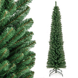 5/6/7/8 Feet Pencil Christmas Tree with 295/392/523/671 Memory Wire Branch Tips and Upgraded Metal Stand-7 ft