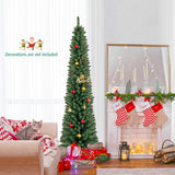 5/6/7/8 Feet Pencil Christmas Tree with 295/392/523/671 Memory Wire Branch Tips and Upgraded Metal Stand-7 ft