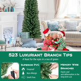 5/6/7/8 Feet Pencil Christmas Tree with 295/392/523/671 Memory Wire Branch Tips and Upgraded Metal Stand-7 ft