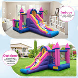 7-in-1 Kids Inflatable Bounce House with Long Slide and 735W Blower