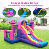 7-in-1 Kids Inflatable Bounce House with Long Slide and 735W Blower