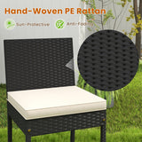 7 Pieces Patio Rattan Bar Set with Seat Cushions for Porch Yard Garden