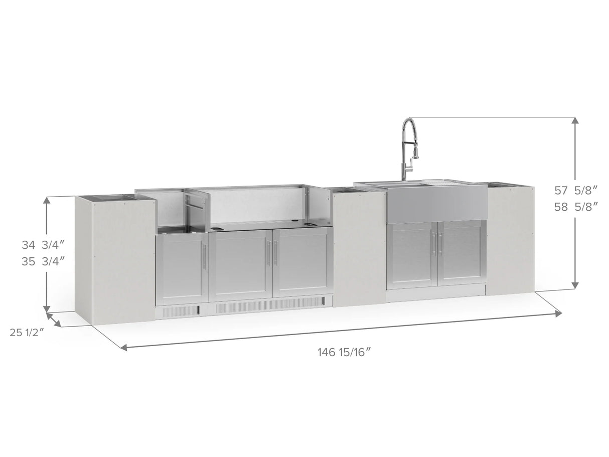 Outdoor Kitchen Signature Series 8 Piece Cabinet Set with Dual Side Burner, Sink and Grill Cabinet