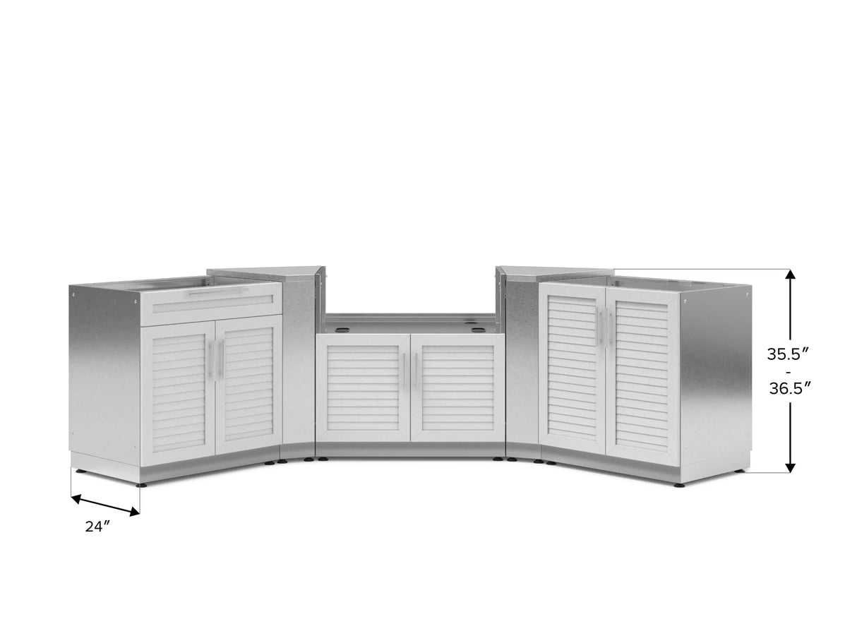 Outdoor Kitchen Stainless Steel 5 Piece Cabinet Set with 2-Door, Bar, Grill and Corner Cabinets