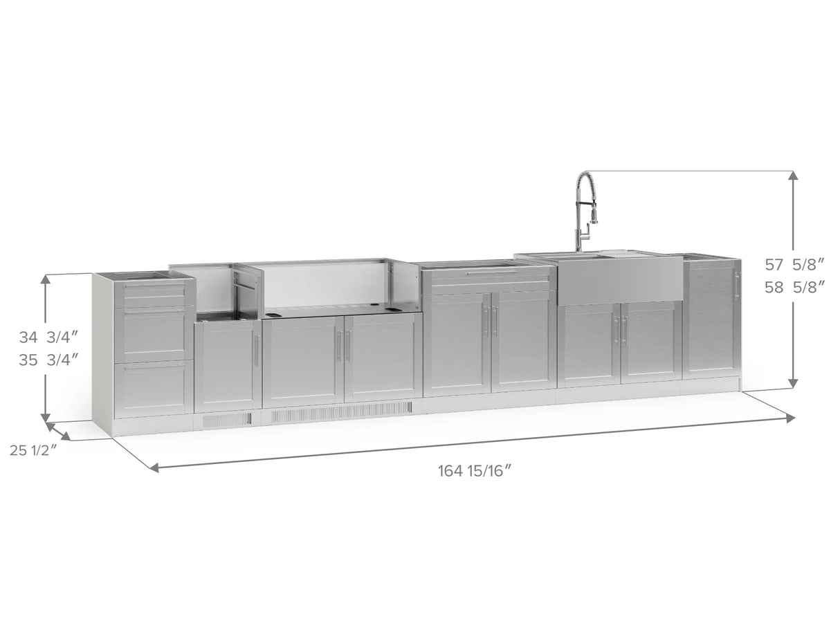 Outdoor Kitchen Signature Series 8 Piece Cabinet Set with Dual Side Burner, Sink and Grill Cabinet