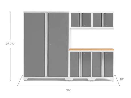 Bold Series 6 Piece Cabinet Set with Base, Wall Cabinets and 48 In. RTA Locker