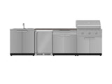 Outdoor Kitchen Stainless Steel 6 Piece Cabinet Set with Sink, Bar, Grill Cabinet, Performance Grill, Countertop and Stainless Steel Door Fridge