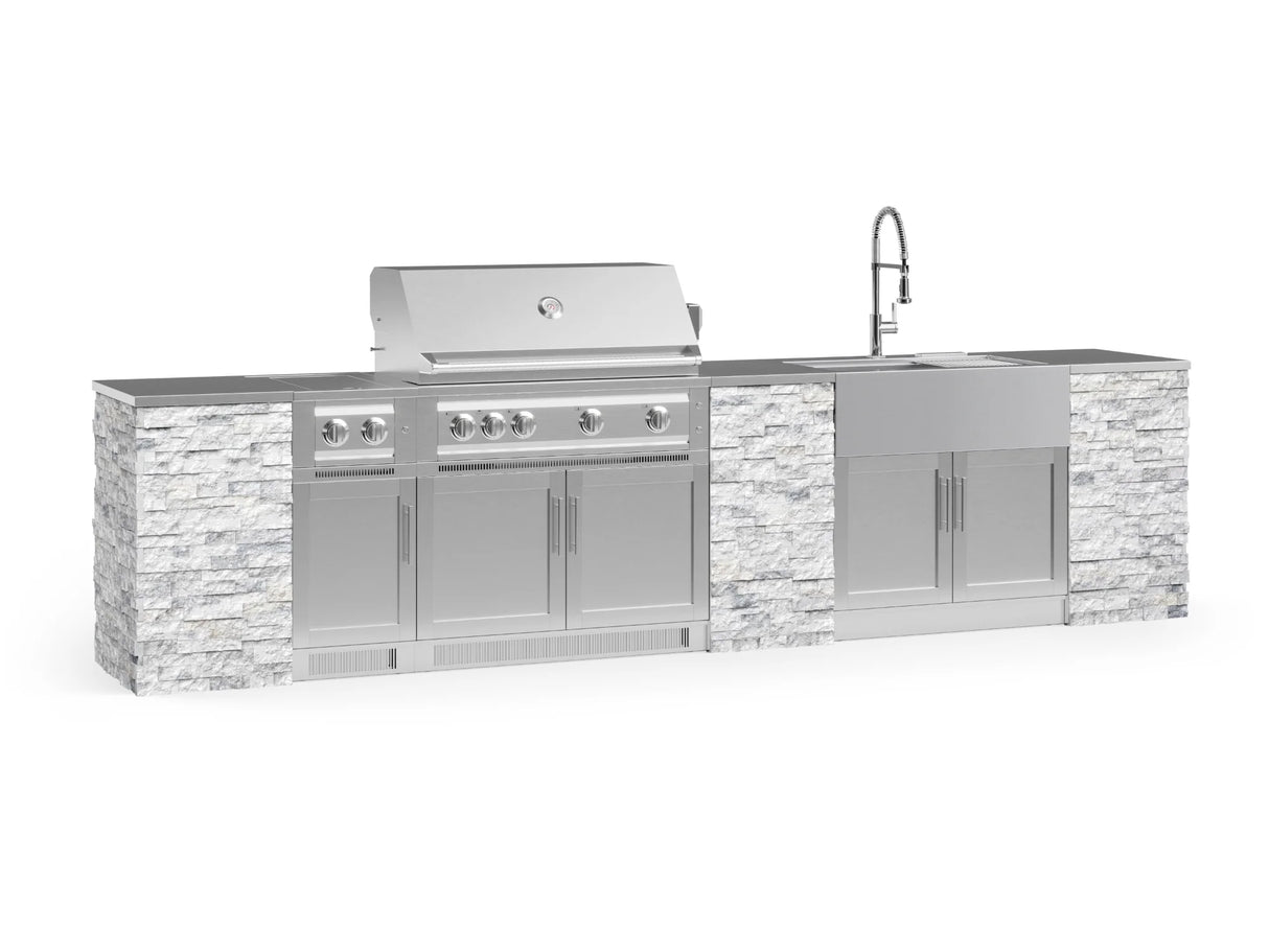 Outdoor Kitchen Signature Series 11 Piece Cabinet Set with Dual Side Burner, Sink, Platinum Grill and Grill Cabinet