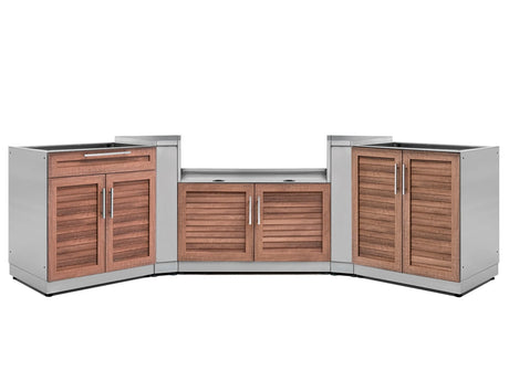 Outdoor Kitchen Stainless Steel 5 Piece Cabinet Set with 2-Door, Bar, Grill and Corner Cabinets