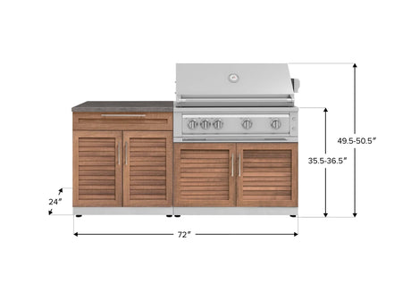 Outdoor Kitchen Stainless-Steel 4 Piece Cabinet Set with Bar, Grill Cabinet, Platinum Grill, and Countertop