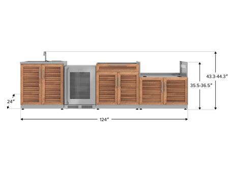 Outdoor Kitchen Stainless Steel 4 Piece Cabinet Set with Sink, Bar, Grill Cabinet and Fridge