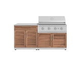 Outdoor Kitchen Stainless-Steel 4 Piece Cabinet Set with Bar, Grill Cabinet, Performance Grill, and Countertop