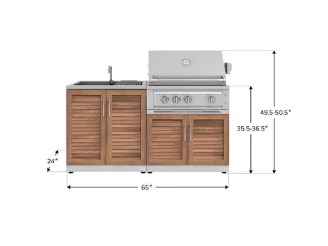 Outdoor Kitchen Stainless Steel 3 Piece Cabinet Set with Sink, Grill Cabinet and Platinum Grill