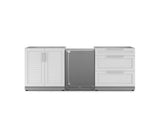 Outdoor Kitchen Stainless Steel 3 Piece Cabinet Set with 3-Drawer, 2-Door Cabinet and Fridge