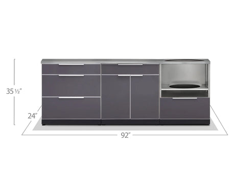 Outdoor Kitchen Aluminum 3 Piece Cabinet Set with 3-Drawer, Bar and Kamado Cabinet