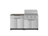 Outdoor Kitchen Stainless-Steel 4 Piece Cabinet Set with Bar, Grill Cabinet, Performance Grill, and Countertop