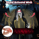 8.2 ft Halloween Standing Witch with Lighted Eyes and Automatic Wing Movement