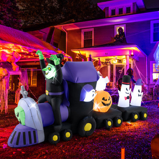 8.2 Feet Long Halloween Inflatable Train with Witch and 4 Ghosts