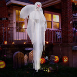 8.3 ft Halloween Standing Haunted Angel with Lighted Eyes and Automatic Wing Movement