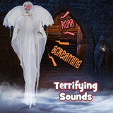 8.3 ft Halloween Standing Haunted Angel with Lighted Eyes and Automatic Wing Movement