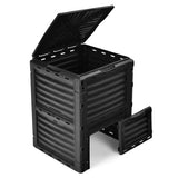 80-Gallon Outdoor Composter with Large Openable Lid and Bottom Exit Door-Black