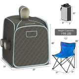 800W 2 Person Portable Steam Sauna Tent SPA with Hat Side Holes 3L Steamer-Gray