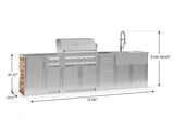 Outdoor Kitchen Signature Series 10 Piece Cabinet Set with 1 Door, Dual Side Burner, 3 Drawer, Sink, Grill and Grill Cabinet