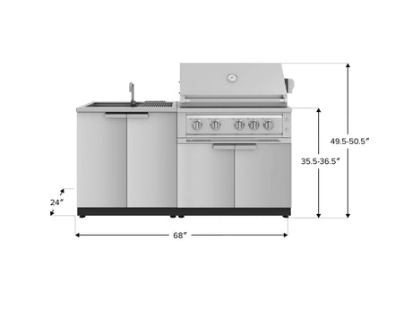 Outdoor Kitchen Stainless Steel 3 Piece Cabinet Set with Sink, Grill Cabinet and Platinum Grill