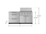 Outdoor Kitchen Stainless-Steel 4 Piece Cabinet Set with 3 Drawer, Grill Cabinet, Performance Grill, and Countertop