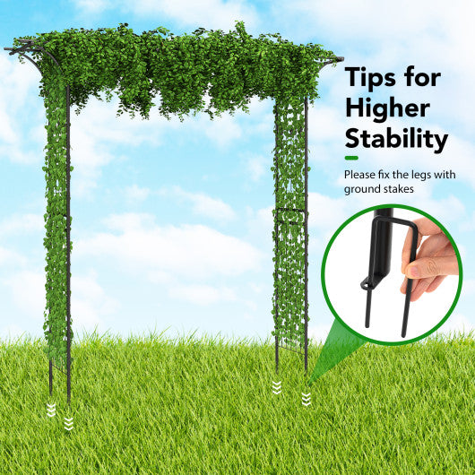 81 Inch Garden Arbor Metal Archway for Climbing Plants-Black