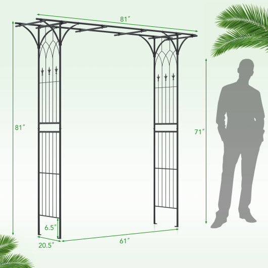 81 Inch Garden Arbor Metal Archway for Climbing Plants-Black