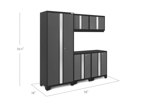 Bold Series 5 Piece Cabinet Set with Base, Wall Cabinets and 30 In. Locker