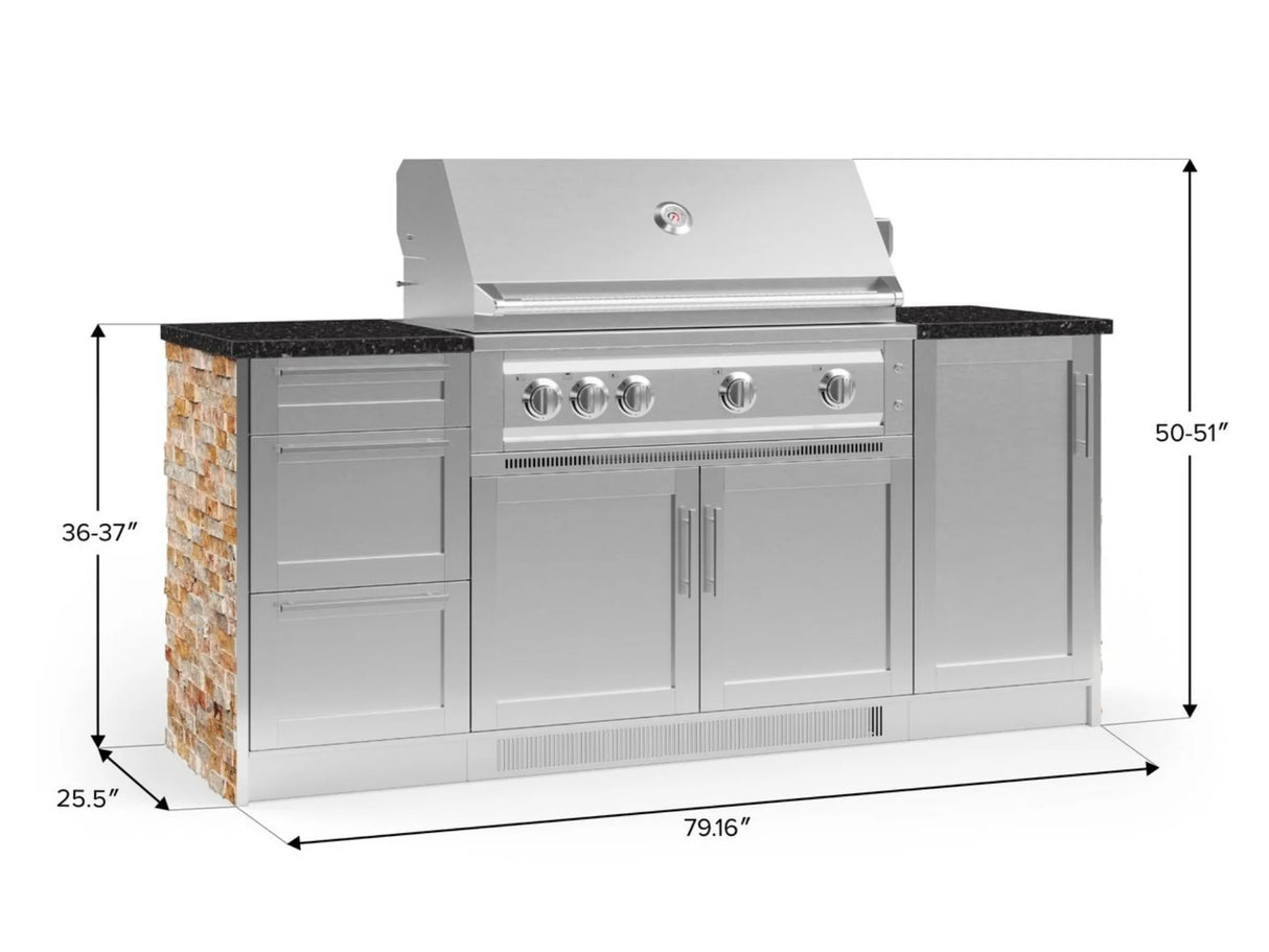 Outdoor Kitchen Signature Series 6 Piece Cabinet Set with Platinum Grill, 3 Drawer, 1 Door and Grill Cabinet