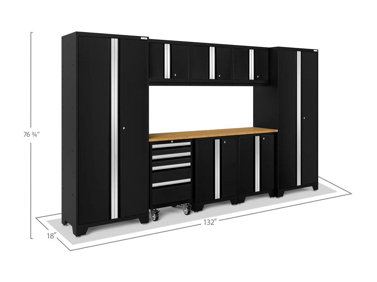 Bold Series 9 Piece Cabinet Set with 2 Base, Tool, Wall Cabinets and 30 In. Lockers